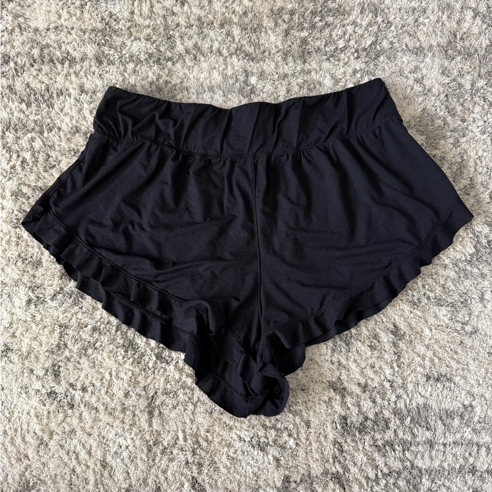 Free People Black Shorts with Ruffle Hem